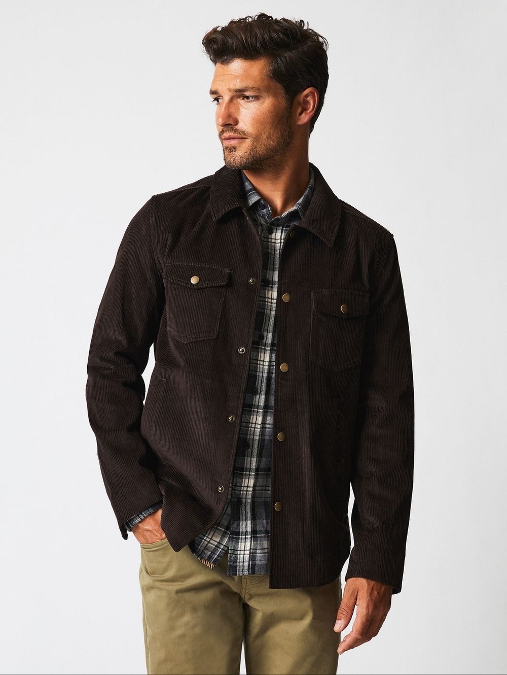 Billy Reid Mo Dark Brown Corduroy Shirt Jacket